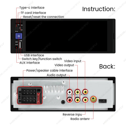 MEKEDE 6.86 pouces 1din Autoradio universelle MP5 type-c lecteur HD écran tactile Autoradio multimédia sans fil et filaire Carplay