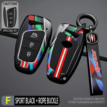 Étui à clés de voiture en métal de style course, housse de porte-clés pour Hyundai, Fast 45, Santa Fe, dehors, Equus, Centennial, Grandeur, Azera, Genesis G80, 2013-2017