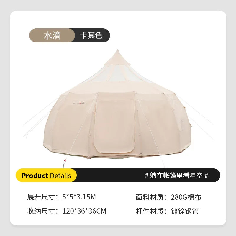 Tente Star Gazer avec logo personnalisé, 4m, 5m, 6m, quatre saisons, camping, blanc, kaki, Oxford, coton, étanche, goutte d'eau pour la fête