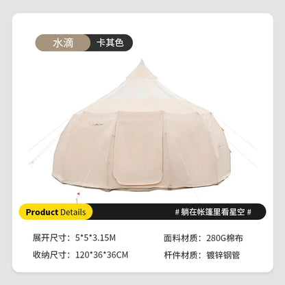 Tente Star Gazer avec logo personnalisé, 4m, 5m, 6m, quatre saisons, camping, blanc, kaki, Oxford, coton, étanche, goutte d'eau pour la fête