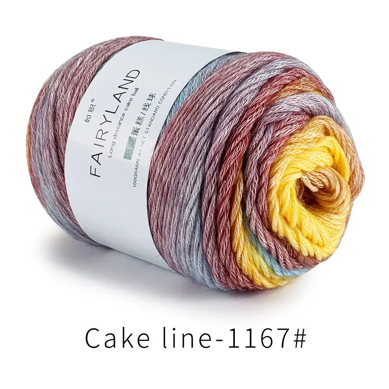 Fil à gâteau dégradé pour tricoter à la main, fil coloré au Crochet, Section moyenne et épaisse, fil arc-en-ciel en laine de coton teint, 100 g/pièce