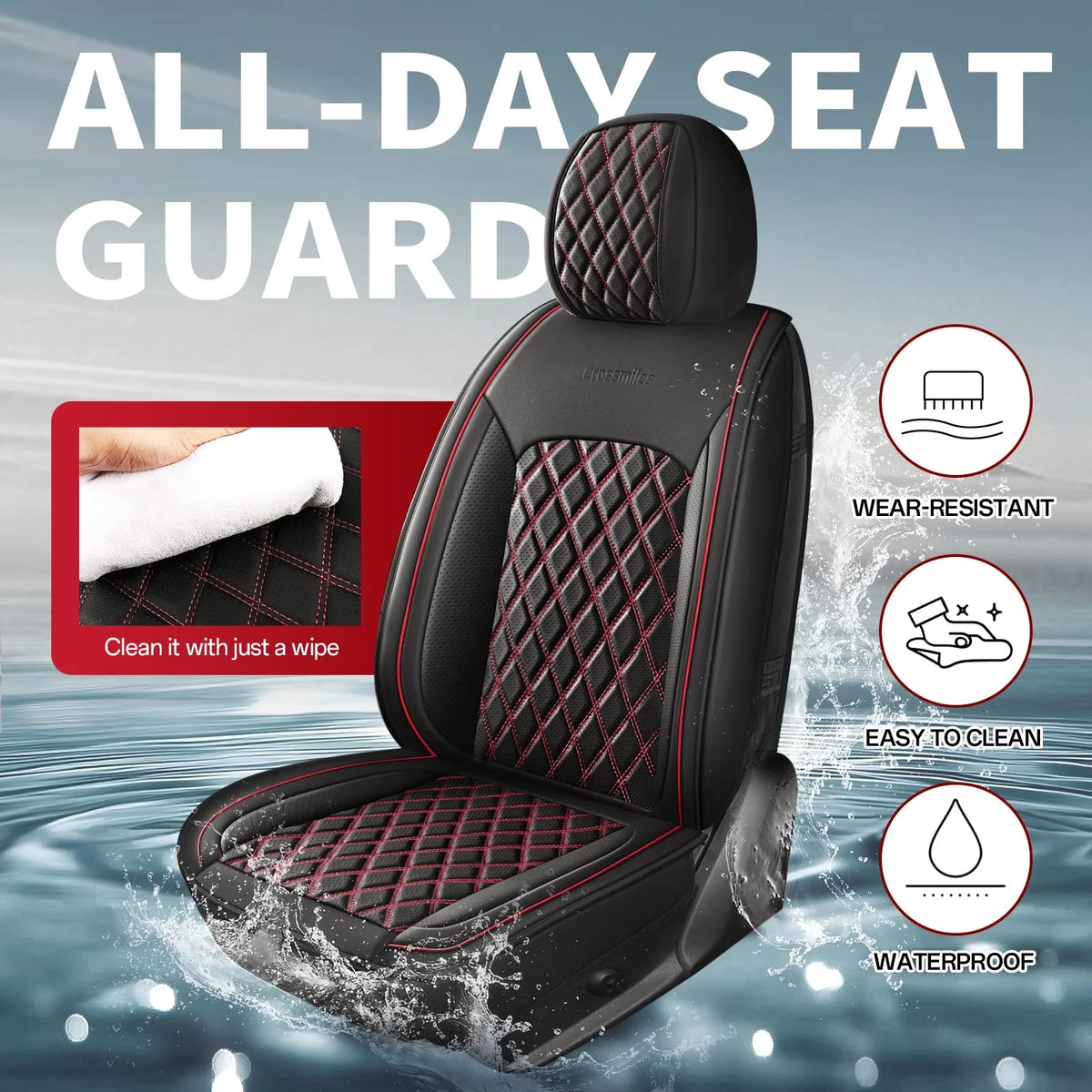 5 pièces housse de siège de voiture en cuir protecteur siège imperméable housses de siège automobile ensembles complets respirant ajustement universel couverture de sièges complets
