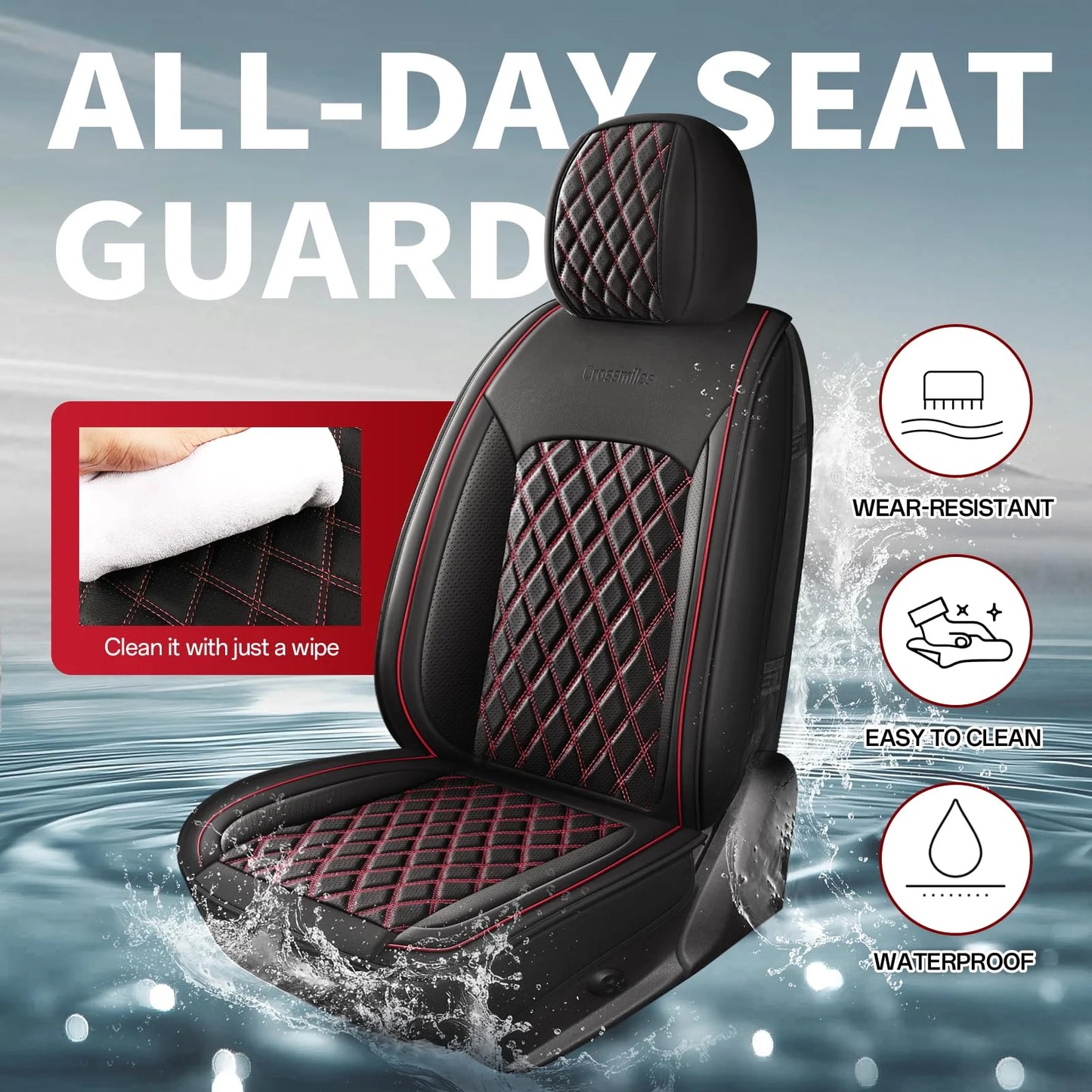5 pièces housse de siège de voiture en cuir protecteur siège imperméable housses de siège automobile ensembles complets respirant ajustement universel couverture de sièges complets