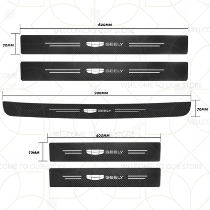 Autocollants de coffre en Fiber de carbone, 4/5 pièces, pour voiture Geely Zeekr LYNK & CO Azkarra Monjaro Atlas Pro Coolray Tugella, décor de seuil de porte
