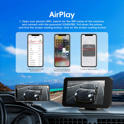 Podofo 4.7 "CarPlay Android lecteur de Navigation automatique Aiplay intégré EQ BT FM haut-parleur Android Cast GPS navigateur voiture lecteur intelligent