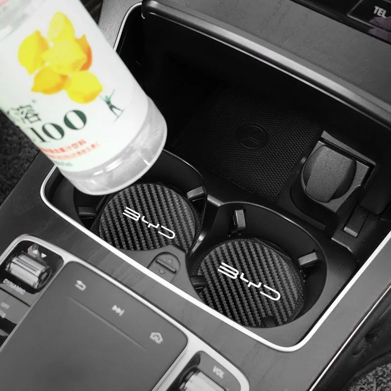 Dessous de verre étanche pour voiture, 2 pièces, tapis de tasse d'eau antidérapant pour BYD Atto 3 Yuan Plus Han Tang EV F3 E6 Dmi Song F0 Qin Pro G3 I3