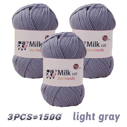 Boule de fil de lait faite à la main, aldéhyde moyen, fil de tissage bricolage, pulls à tricoter, chapeaux, écharpes et autres vêtements, 150g