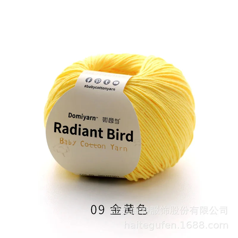 Fil de coton pur 100% biologique, fil pour bébé 50g pour tricoter, crochet et artisanat, crochet tissé à la main, pull, chapeau, fil d'écharpe