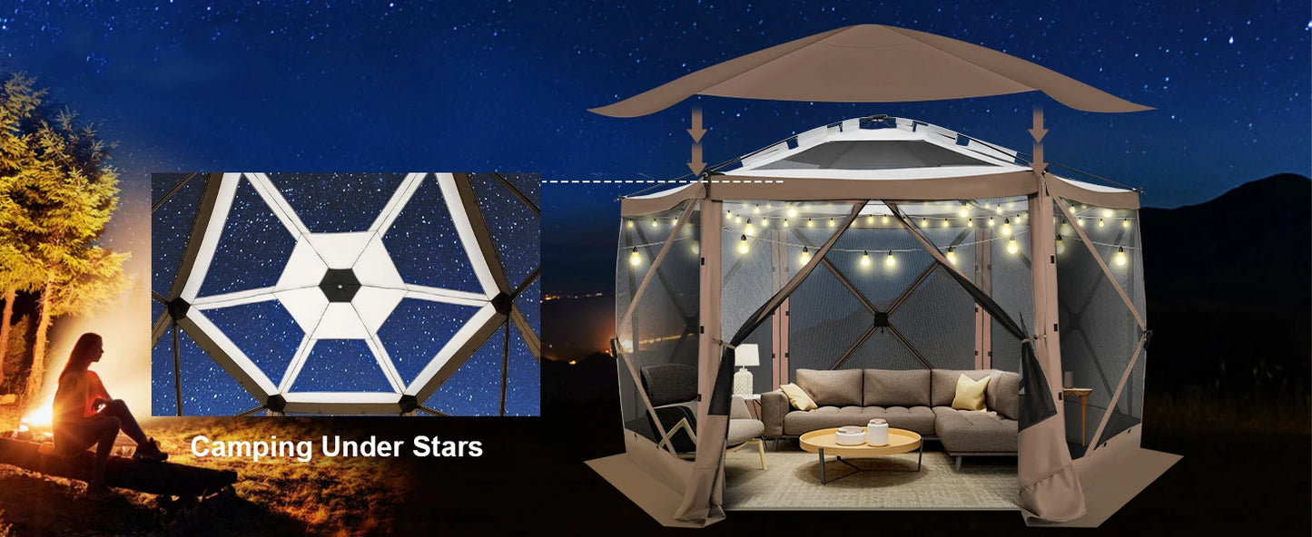 Maison d'écran de tente de belvédère escamotable pour le camping, pièce d'écran de 12x12 avec le toit parfait, belvédère d'écran extérieur avec le filet