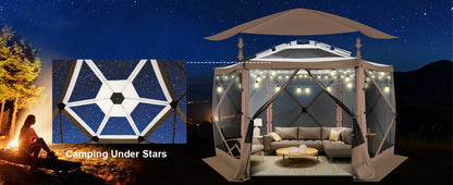 Maison d'écran de tente de belvédère escamotable pour le camping, pièce d'écran de 12x12 avec le toit parfait, belvédère d'écran extérieur avec le filet