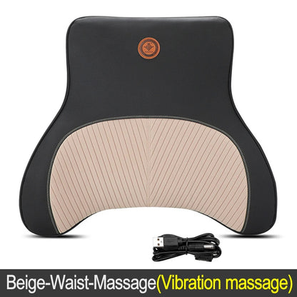 Coussin de cou de massage de vibration de voiture, support lombaire intelligent électrique, coussin de dos de repos de sauna de siège de voiture de voyage