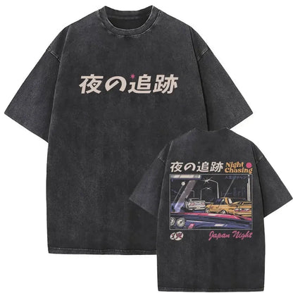 Anime Initial D Drift AE86 lavé Vintage imprimé T-shirt RX-7 R34 horizon GTR JDM T-shirts hommes Harajuku confortable surdimensionné T-shirts