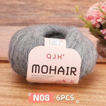 Fil Mohair doux et chaud, 6 paquets/150g, chaussettes de pull en tricot faites à la main, fil d'écharpe châle au Crochet, 60% Mohair, 40% acrylique