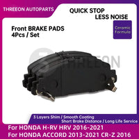 THREEON Plaquettes de frein avant en céramique pour HONDA ACCORD 2013-2021 pour HONDA HRV H-RV 2016-2021 CR-Z 2016 TO1282-F 45022steroids Revenu 00