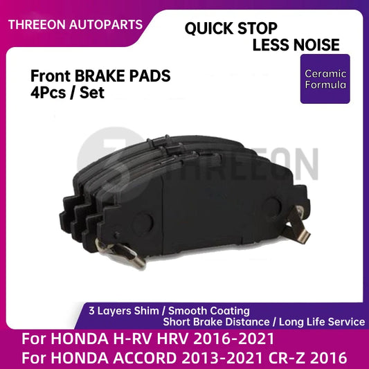 THREEON Plaquettes de frein avant en céramique pour HONDA ACCORD 2013-2021 pour HONDA HRV H-RV 2016-2021 CR-Z 2016 TO1282-F 45022steroids Revenu 00