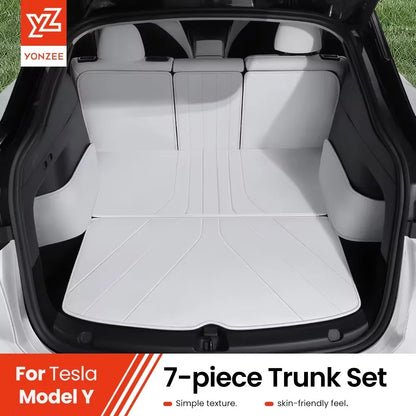 YZ Pour Tesla Modèle Y Juniper 2021-2025 Tapis en cuir entièrement entourés Tapis imperméables non glissants Tapis sur mesure
