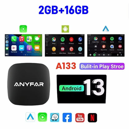 Android 13 Ai Box filaire vers sans fil Carplay Android Auto adaptateur WiFi pour Youtube Nexflit voitures Smart Ai Box Bulit in Play Stroe