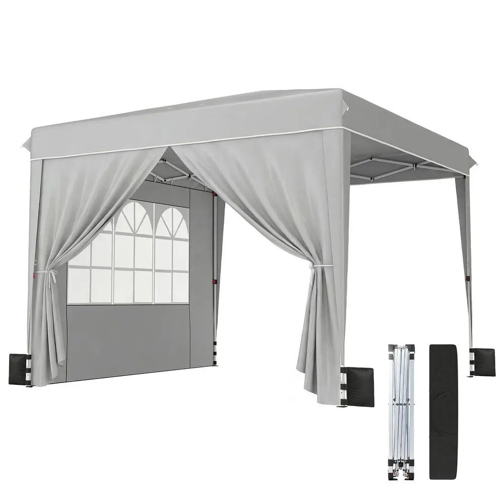 Tente pop-up 10 x 10 pieds avec parois latérales, abri instantané portable d'extérieur UPF50 avec sac de transport, sacs de sable, réglable
