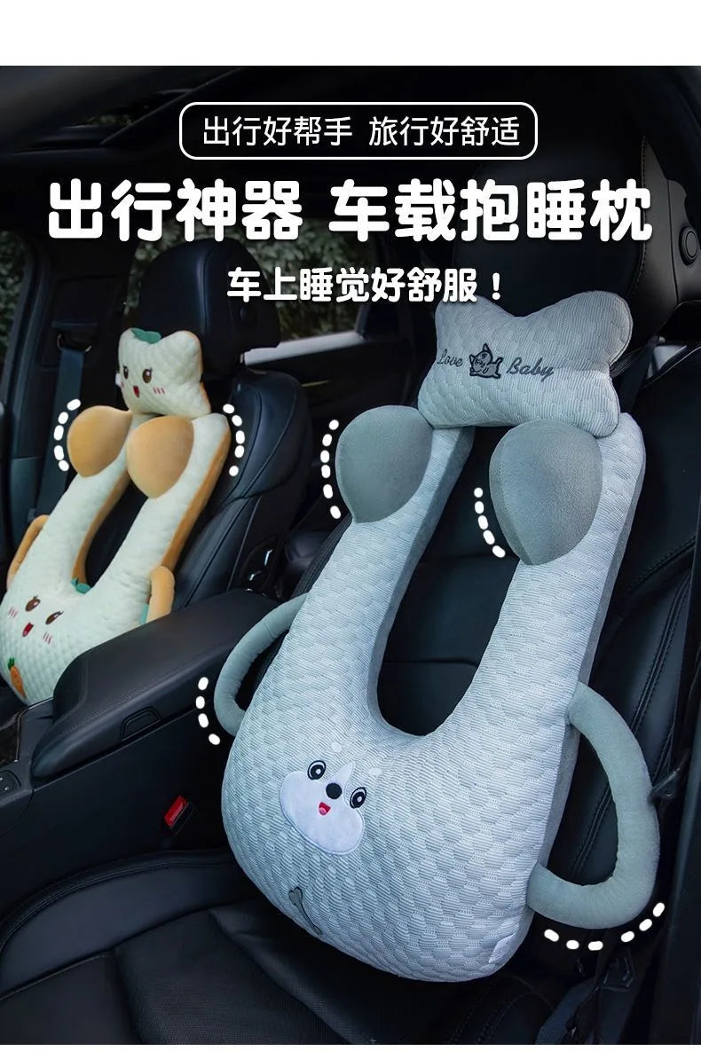 Ceinture de sécurité de voiture pour enfants, dispositif de couchage de voiture haut de gamme, oreiller de siège arrière pour les promenades longue distance, oreiller fixe pour bébé