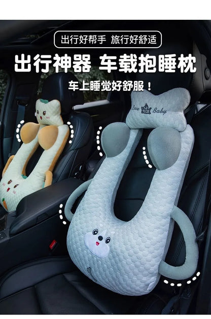 Ceinture de sécurité de voiture pour enfants, dispositif de couchage de voiture haut de gamme, oreiller de siège arrière pour les promenades longue distance, oreiller fixe pour bébé