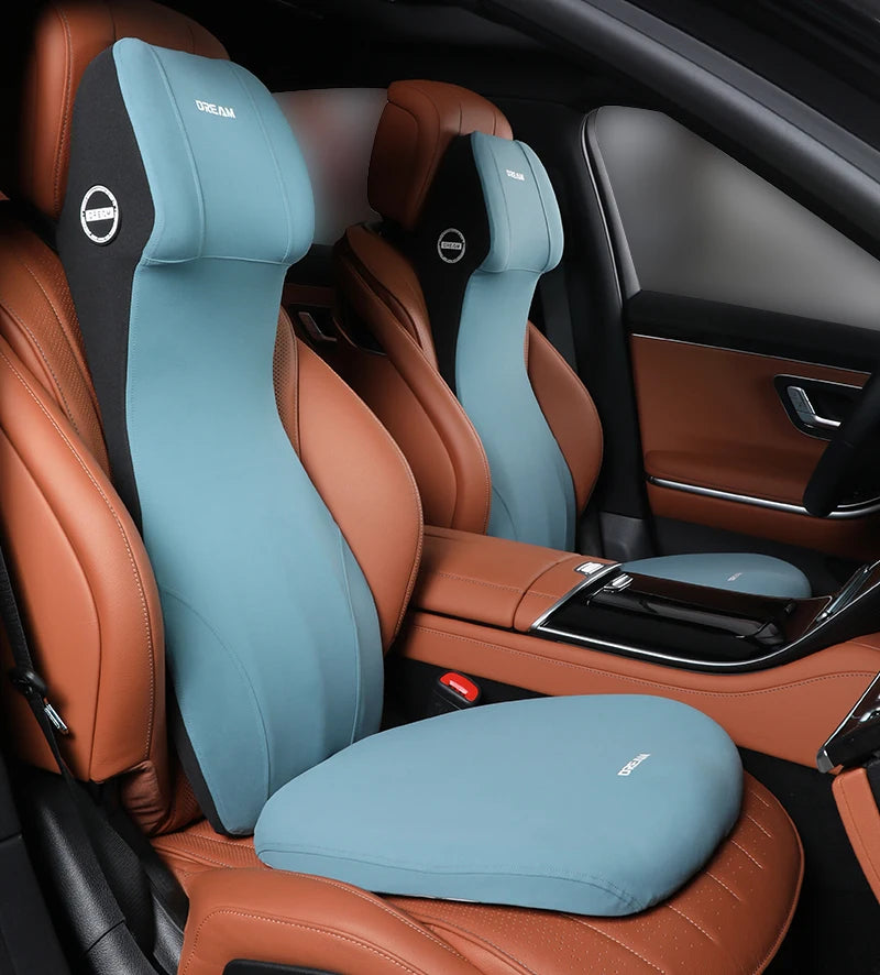 Appui-tête en cuir pour voiture, Support lombaire en mousse à mémoire de forme, oreiller de cou, coussin de dos, Support de taille, accessoires d'intérieur de voiture