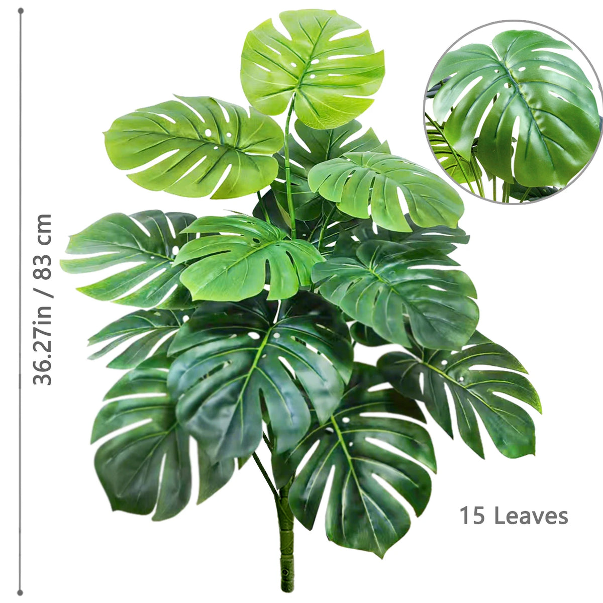 ورقة Monstera اصطناعية بلاستيكية، نبات مزيف للزينة بوعاء، مناسبة لديكور المنزل، 60-100 سم