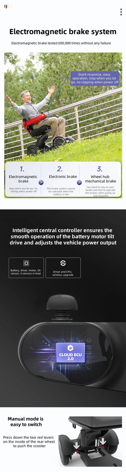 Fauteuil roulant électrique intelligent haut de gamme avec télécommande, conception pliante automatique pour personnes âgées et handicapées