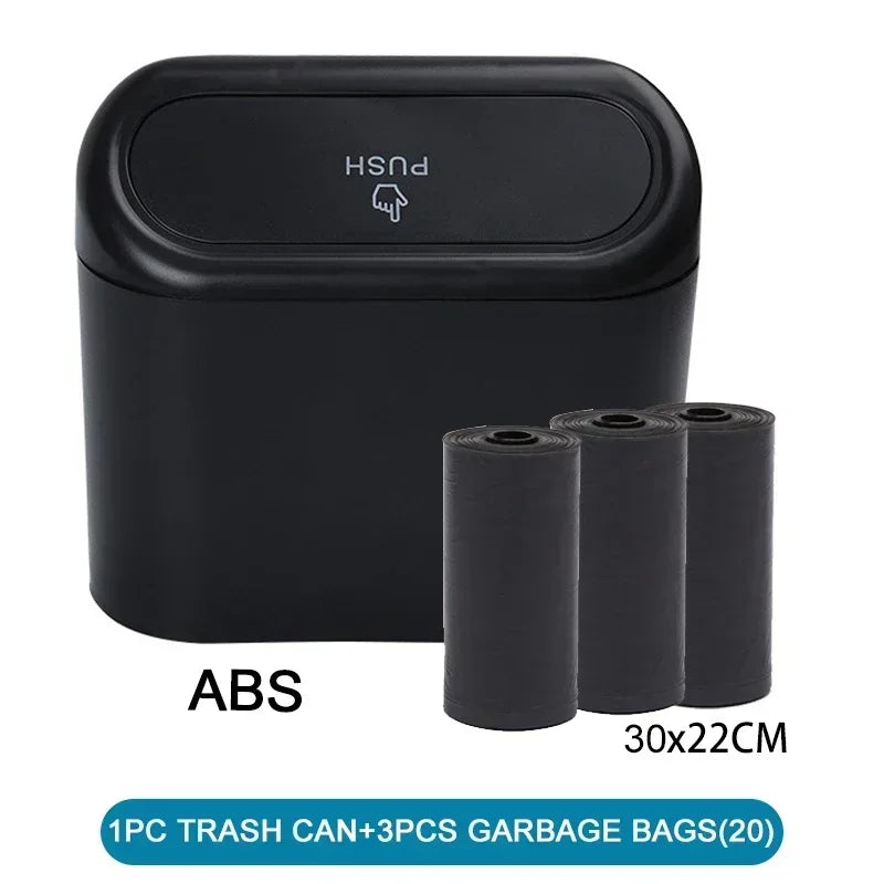 Mini poubelle de voiture anti-fuite avec couvercle, 1 pièce, petits accessoires de voiture comprenant 60 (300) sacs poubelles pour l'intérieur du véhicule