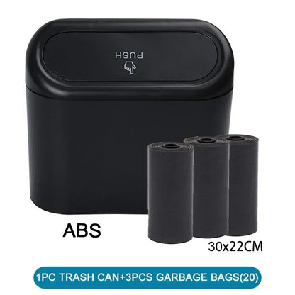 Mini poubelle de voiture anti-fuite avec couvercle, 1 pièce, petits accessoires de voiture comprenant 60 (300) sacs poubelles pour l'intérieur du véhicule