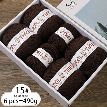Fil de laine d'aldéhyde moyen, production de bricolage fin, tricoté à la main, pull chaud à la mode, écharpe et chapeau, boule de fil, 500g