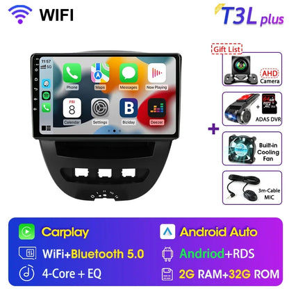 Srnubi Qualcomm 8 Core autoradio pour Peugeot 107 Toyota Aygo citroën C1 2005 - 2014 2 Din lecteur multimédia Android Carplay