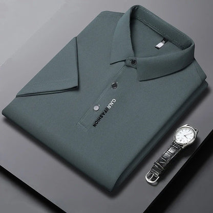 Polo à manches courtes pour hommes, couleur unie, respirant, confortable, élastique, nouvel arrivage, Style Business décontracté