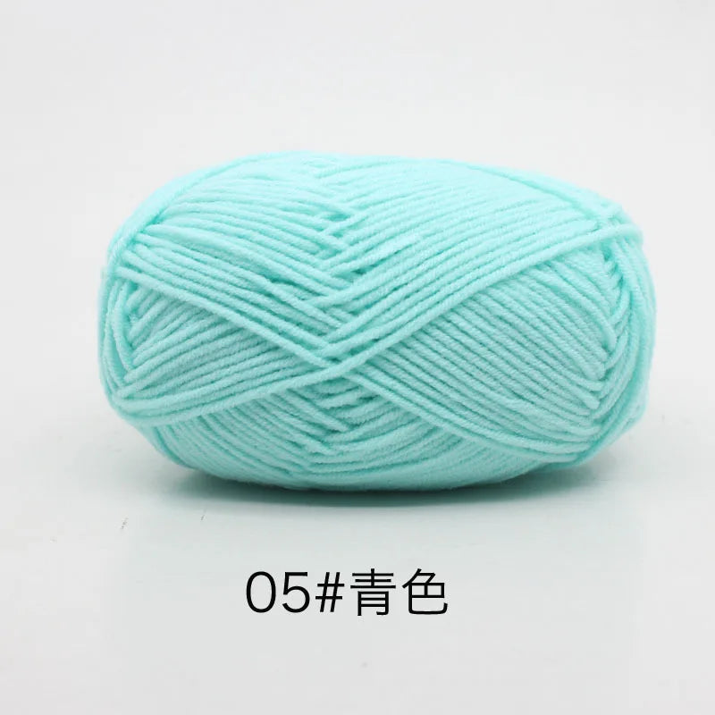 40-50 جم/المجموعة خيوط قطنية حليبية 4 طبقات (80%) للحياكة، صبغة لانا لعمل الكروشيه اليدوي، سترة قبعة دمى بسعر منخفض