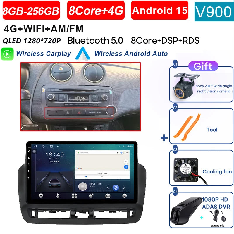 Écran tactile QLED de Navigation GPS pour Seat Ibiza 2012 – 2015, Android Auto Radio, lecteur vidéo multimédia de voiture, 5G, WIFI, BT, sans DVD 2din