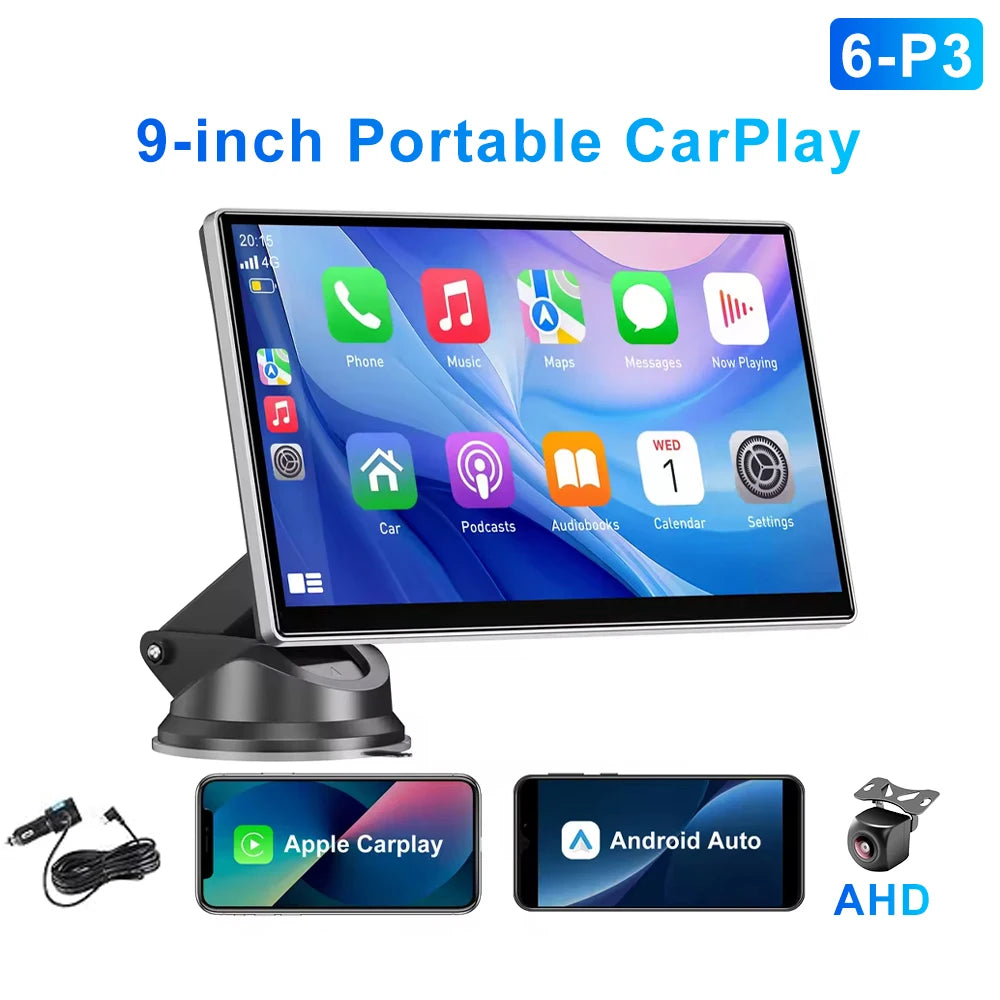 7 "/9" pouces Portable sans fil Carplay Android Auto écran HD autoradio multimédia MP5 lecteur vidéo caméra de recul arrière DVR
