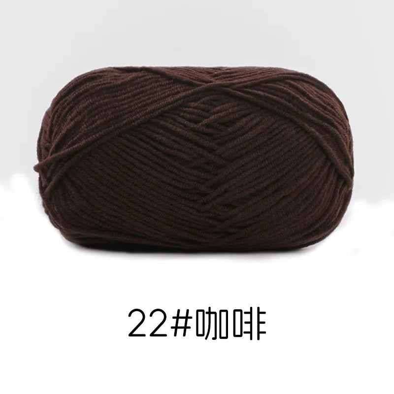 Pelote de Fil de Coton de Lait Peigné à 4 Brins, Laine Douce pour Crocheter et Tisser à la Main, 50g Chacun. 120M)