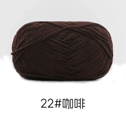 Pelote de Fil de Coton de Lait Peigné à 4 Brins, Laine Douce pour Crocheter et Tisser à la Main, 50g Chacun. 120M)