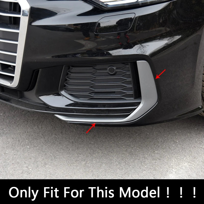 Autocollants de décoration pour phares antibrouillard avant de voiture, pour Audi A6 C8 19-21, couverture de cadre ABS chromé, accessoires extérieurs automobiles