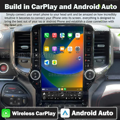 Pour Dodge Ram 2019-2024 stéréo GPS Navigation Android lecteur vidéo multimédia grand écran Qled tête Uint Auto Radio sans fil Carplay