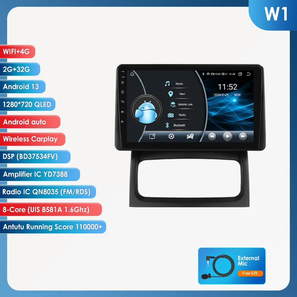 Hizpo-Autoradio Android, Navigation GPS, CarPlay, Stéréo, Unité principale, RDS, 4G, Limitation de l'autoradio, 2 Din, Renault Clio 2, 2000 - 2012