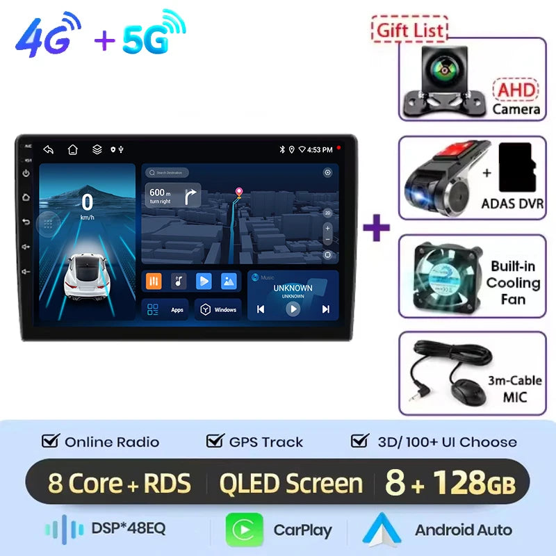Autoradio multimédia vidéo avec navigation GPS Android16 CarPlay sans fil pour Ford New Transit 2009-2019 Focus 2005-2010
