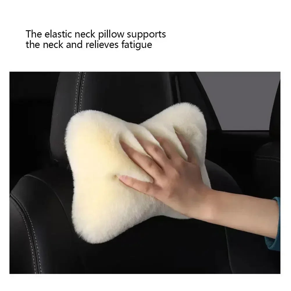 Appui-tête de cou de voiture d'hiver, oreiller doux pour siège de voiture, oreiller respirant en peluche, Support de tête et de cou, oreiller de sommeil, accessoires de voiture