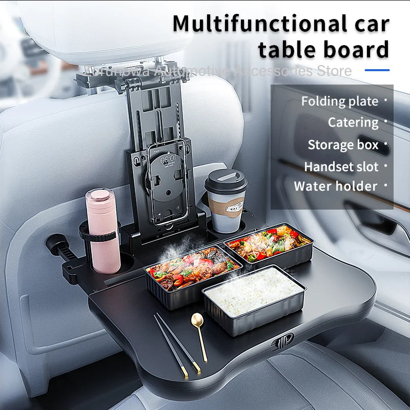 Plateau de voyage multifonctionnel haut de gamme pour voiture, pliable, avec porte-gobelet, adaptable à la plupart des voitures, idéal pour les voyages en voiture