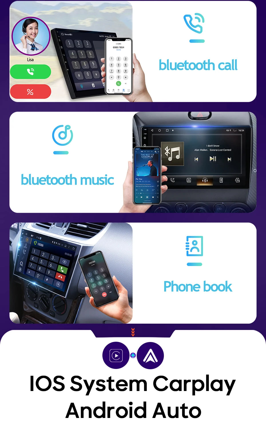 Autoradio Android 14 pour Mitsubishi Lancer 10 CY 2007-2017 Android 15 Navigation GPS Android Auto stéréo Carplay écran No 2din