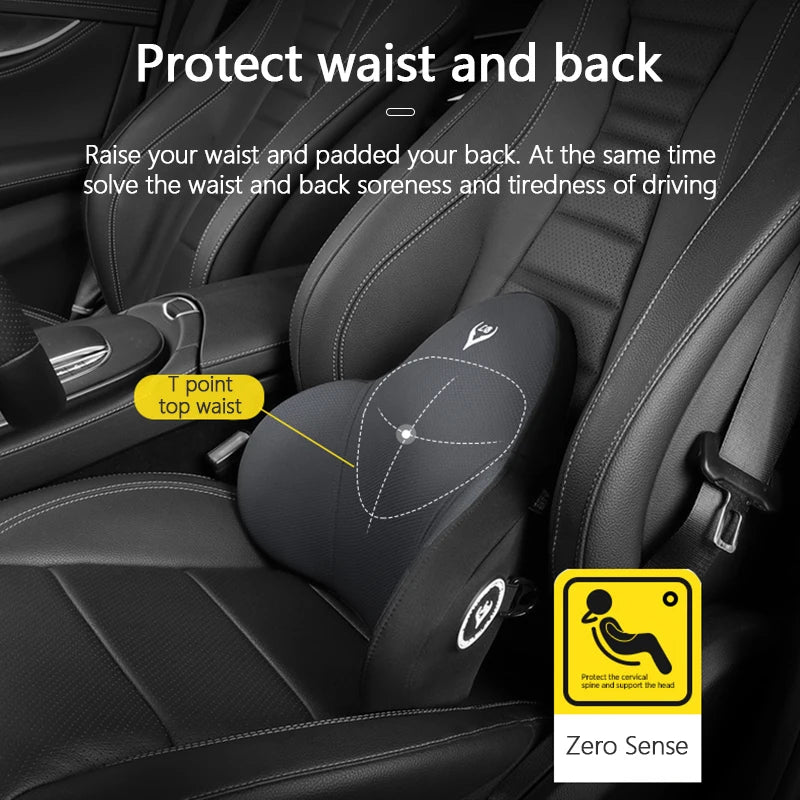 Car Electric Massage Headrest Lumbar Support Vibration Waist Lumbar Neck Pillow Backrest Cushion Car Seat Interior Accessories
