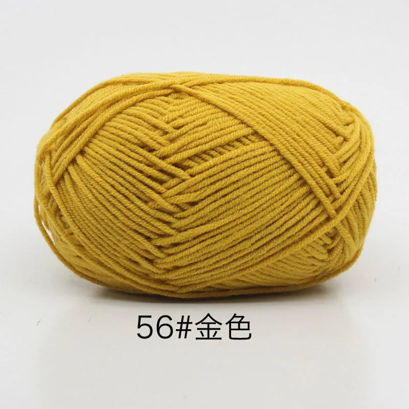 40-50 جم/المجموعة خيوط قطنية حليبية 4 طبقات (80%) للحياكة، صبغة لانا لعمل الكروشيه اليدوي، سترة قبعة دمى بسعر منخفض