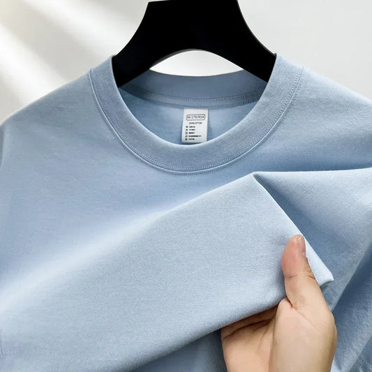 100% pur coton été haut de gamme marque hommes à manches courtes col rond Style à la mode demi manches haut respirant T-shirt