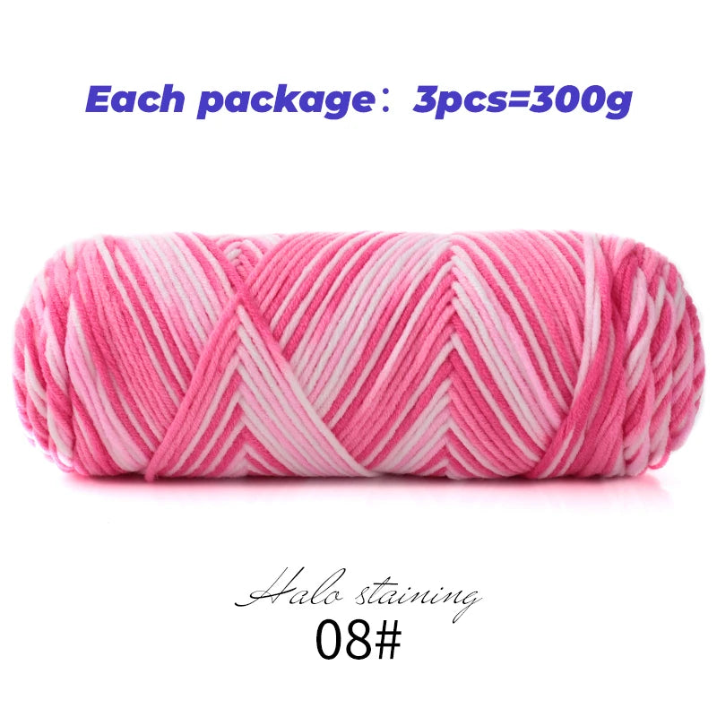 Pull auto-tissé en coton au lait teint à 5 brins, écharpe, couverture moyenne épaisse, fil au Crochet tissé fait à la main, 300g