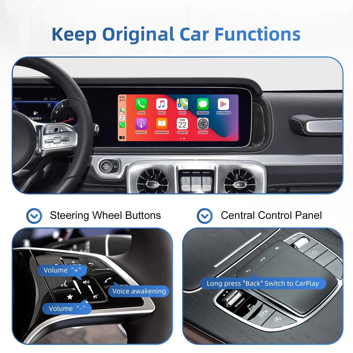 Ezonetronics – kit de modification automatique sans fil CarPlay Android, boîtier décodeur, Interface CarPlay pour système Mercedes Benz NTG6.0 MBUX 2019 +