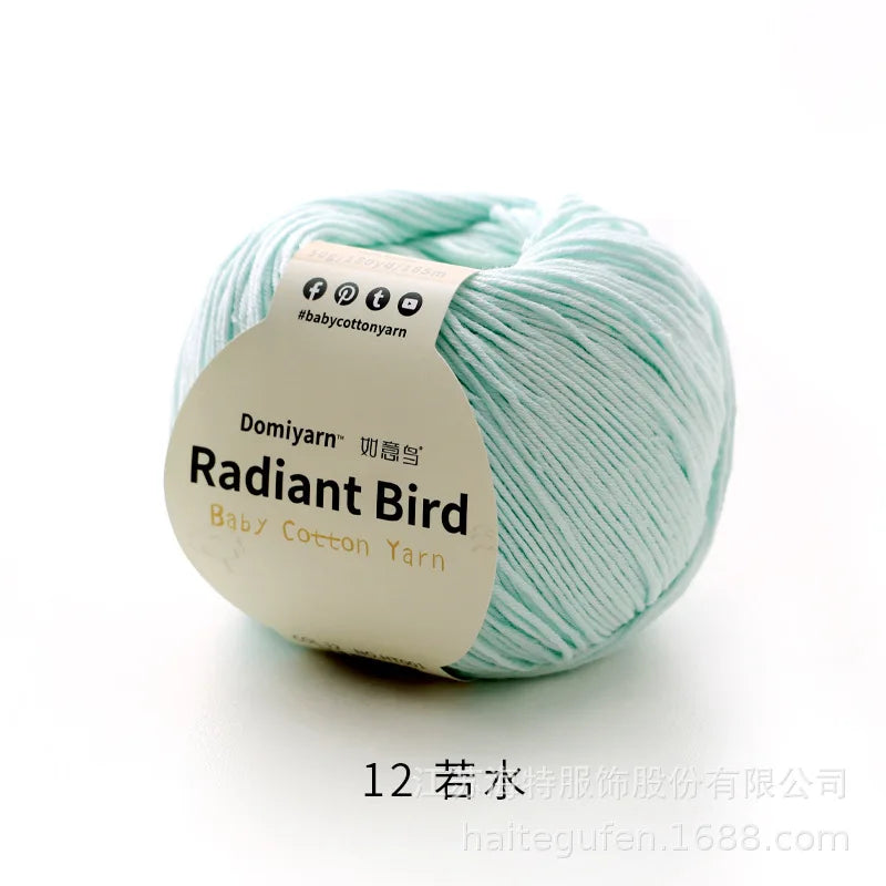 Fil de coton pur 100% biologique, fil pour bébé 50g pour tricoter, crochet et artisanat, crochet tissé à la main, pull, chapeau, fil d'écharpe